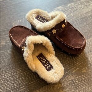 Mudd Brown Faux Fur Mules / Clogs Size 7.5